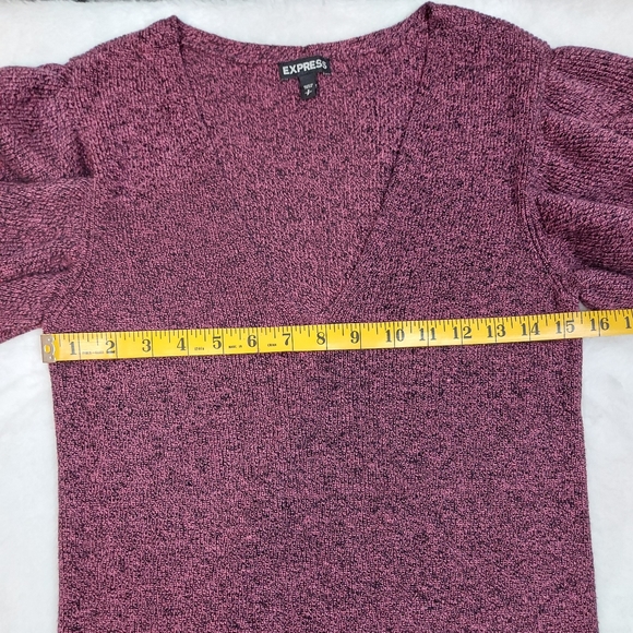 Express Berry Black Knit Deep V Neck Butterfly Sleeve Sweater Dress Size S - Picture 7 of 9